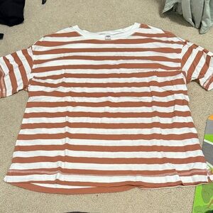 Old Navy Brown and White Striped Shirt